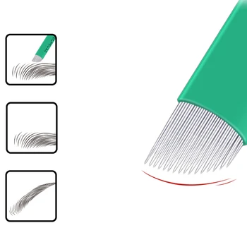 

200pcs Microblading Needles 0.16mm nano Agulhas Lamina multiple Para Flex 18 U Shape Tattoo Blades for 3D Manual Eyebrow Pen