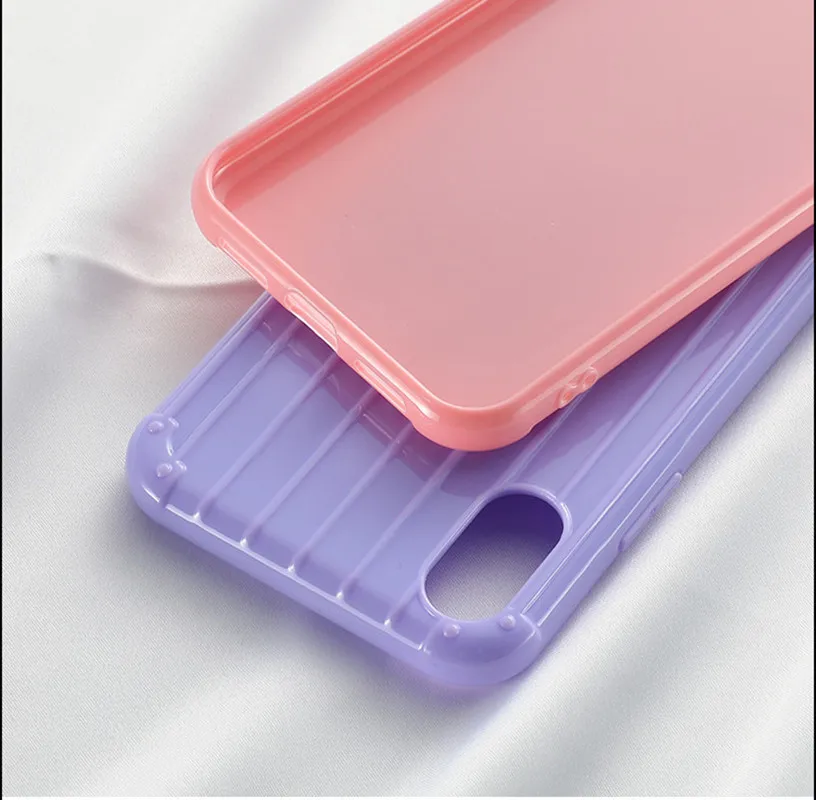 

Suitcase stripe Phone Case For Iphone 11 Pro XS Max XR X 8 7 6 6S Plus Luxury Soft Silicone Back Cover Cases Colorful Fashion 8P