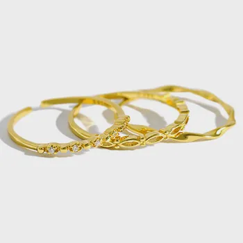 

925 Sterling Silver Zircon 3 Pieces Open Rings For Women Korea Popular Student Girl Gift Fine Jewelry Flyleaf