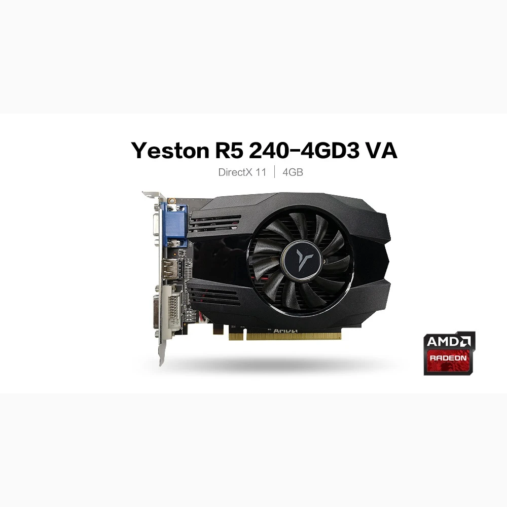 Игровые настольные компьютерные видеокарты Yeston Radeon R5 240 GPU 4 Гб GDDR3 64 бит Поддержка