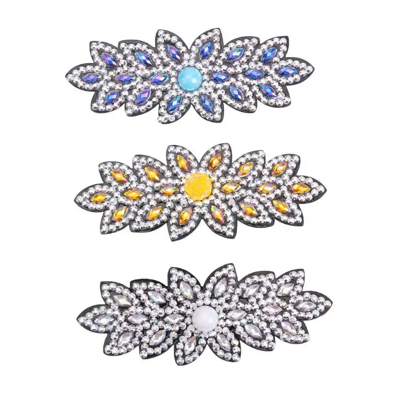 3pcs DIY Full Drill Diamond Painting Hair Clip Flower Leaf Barrette Hairpin Handmade Bobby Pin Hairpin Hair Styling Headdress