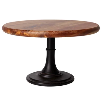 

CSS Cake Display Stand Solid Wooden Hand Polished Baking High Black Metal Leg Tray for Hotel Wedding Dessert Supplies