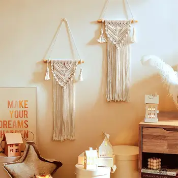 

Macrame Boho Tapestry Wall Hanging Hand-woven Home Decoration Accessories Nordic Art Tassel Apartment Dorm Room Decoration