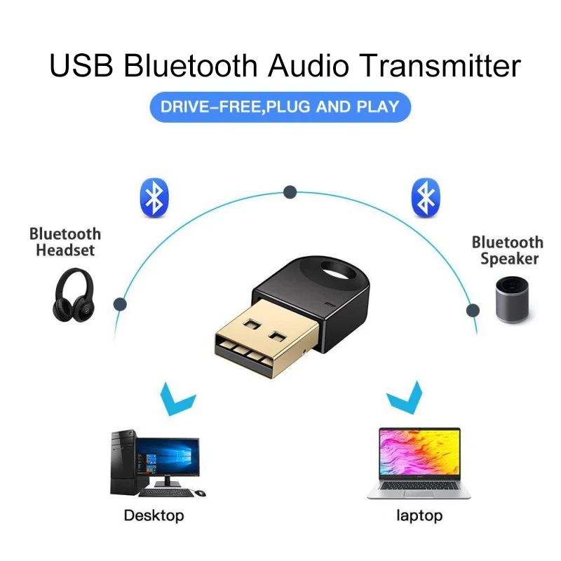 USB Bluetooth адаптер для беспроводных наушников аудио передатчик компьютер Bluetooth динамик 4,2 драйвер bluetooth-приемник
