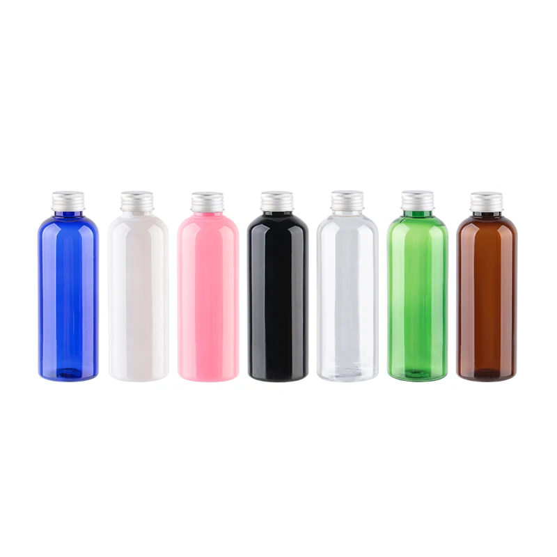 알루미늄 캡이 있는 빈 블랙 플라스틱 병, 샤워 젤 샴푸 로션 오일용 포장 용기, 여행용 로션 용기, 100ml, 50 개