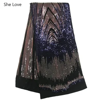 

Chzimade 5Yards African Tulle Lace Fabric 100% Polyester Nigerian Embroidered Glitter Fabric for Wedding Dress Making Gifts