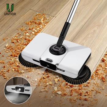 

UNTIOR Hand Push Broom Dustpan Set Front Searchlight Easy Cleaning Floor Mopping and Sweeping Integration Household Robot Broom