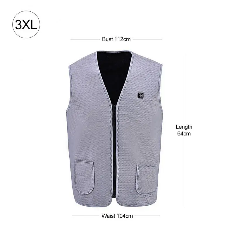 Gray XXXL Vest Для мужчин и женщин, зимний жилет с подогревом, USB, инфракрасный нагревательный жилет, куртка, электрическая термальная одежда, жилет для пеших прогулок, куртка с подогревом, Прямая поставка - Цвет: Gray XXXL Vest