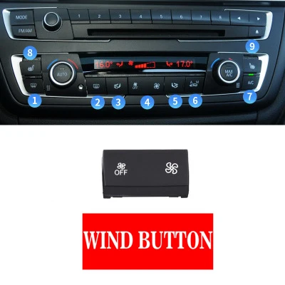 ABS Car Air Conditioner CD Digital Control Key Button Cover Trim Sticker For BMW F30 F80 F31 F32 F33 F35 2013-18 1/2/3/4 series - Название цвета: Wind Button B