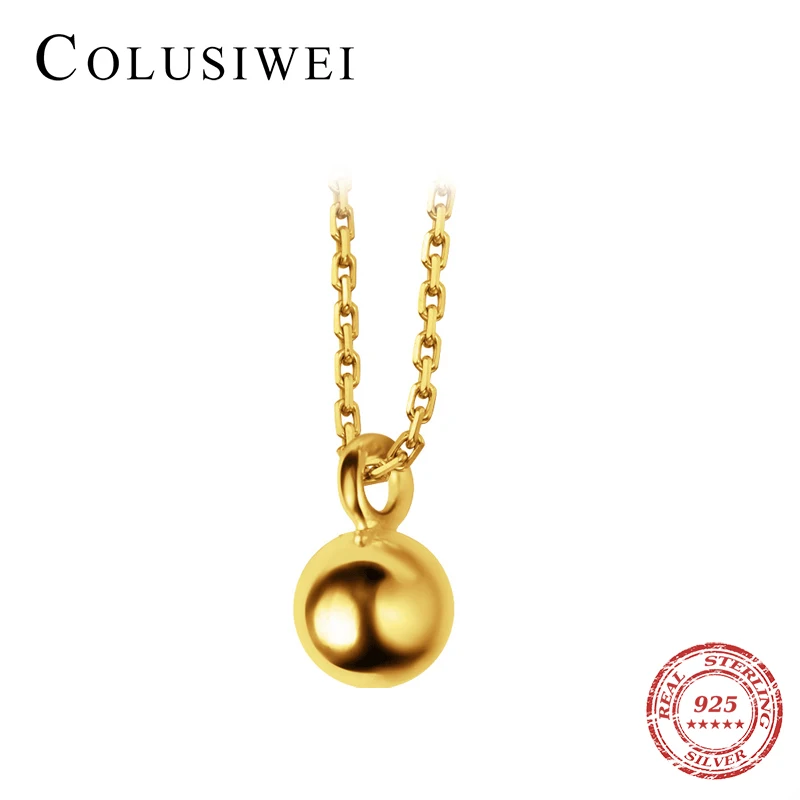 Colusiwei Sterling Silver 925 Cute Gold Color Beads Short Choker Necklace for Women Real 925 Sterling Silver Jewelry Accessories