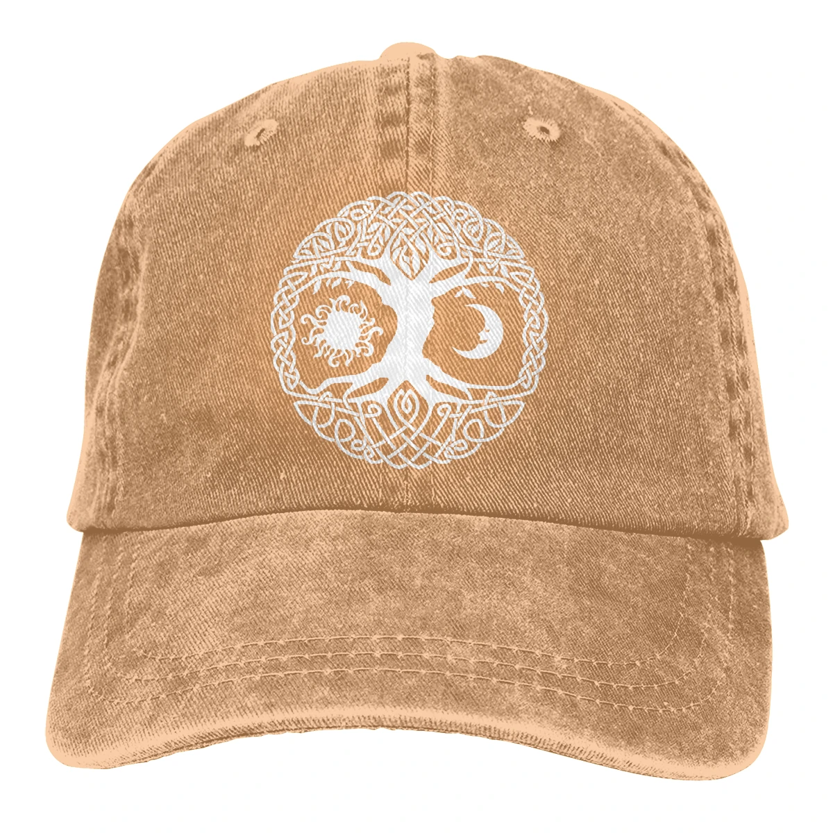 Дерево жизни Солнце Луна Casquette черный унисекс Мужские Женские деним Strapback бейсболка Регулируемая Гольф папа шляпа - Цвет: Хаки