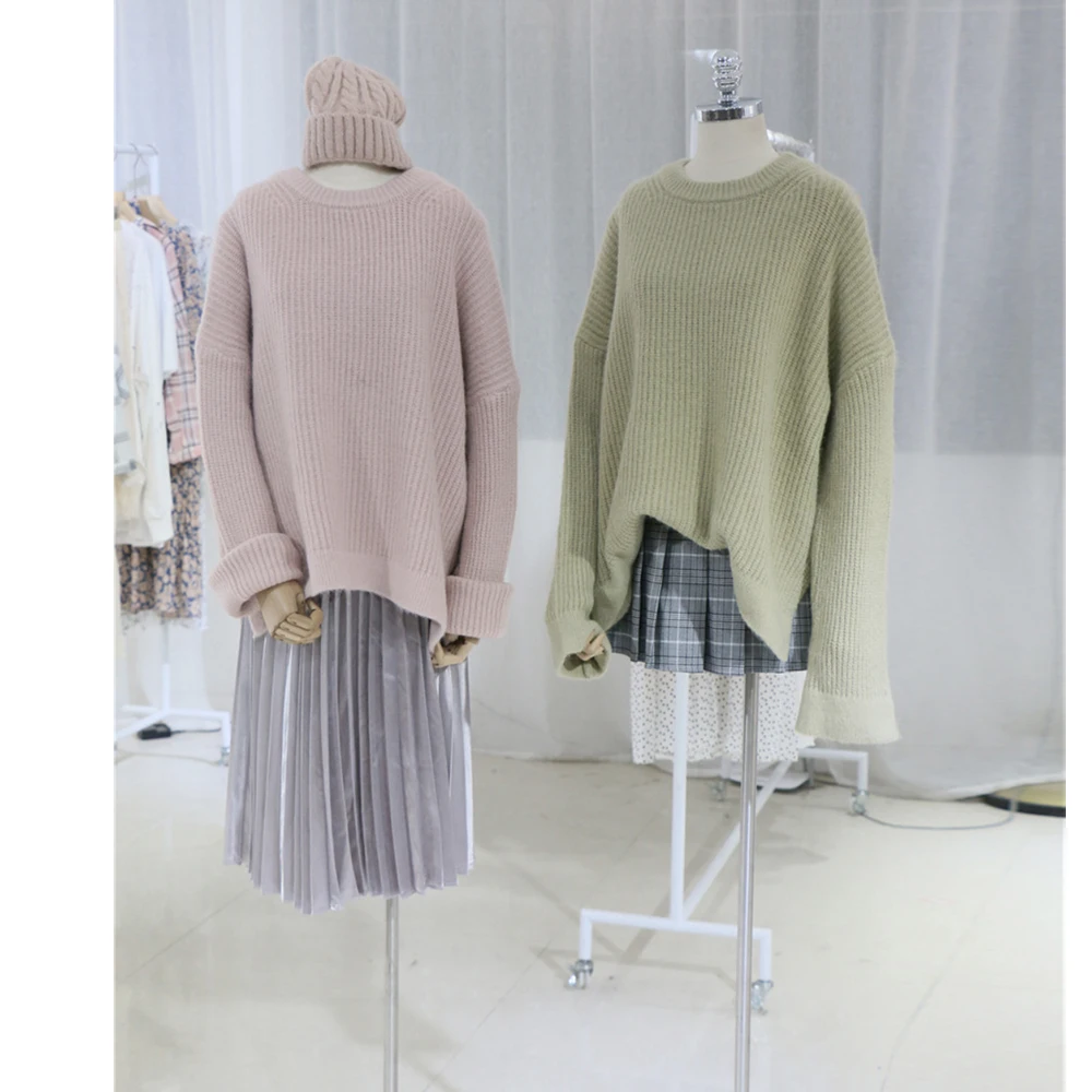 Werynica, длинный рукав, Осень-зима, свитер для женщин, корейский стиль, Вязанный свитер, пуловер, джемпер, мода, свитер с круглым вырезом для женщин