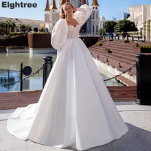 

Eightree A Line Satin Wedding Dresses Boho Sweetheart 2021 Vintage Applique Ball Gown Princess Plus Size Vestido de Noiva