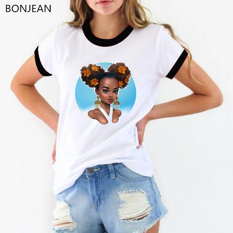 42476B Melanin Poppin' для женщин Футболка femme harajuku Melanin Poppin рубашка vogue черная футболка с принтом для девочек летние топы одежда tumblr - Цвет: 42476B