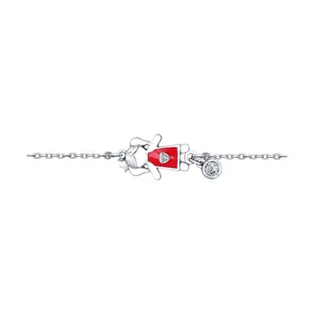 

Bracelet "Girl" with cubic zirconia and enamel SOKOLOV, fashion jewelry, silver, 925, women's male