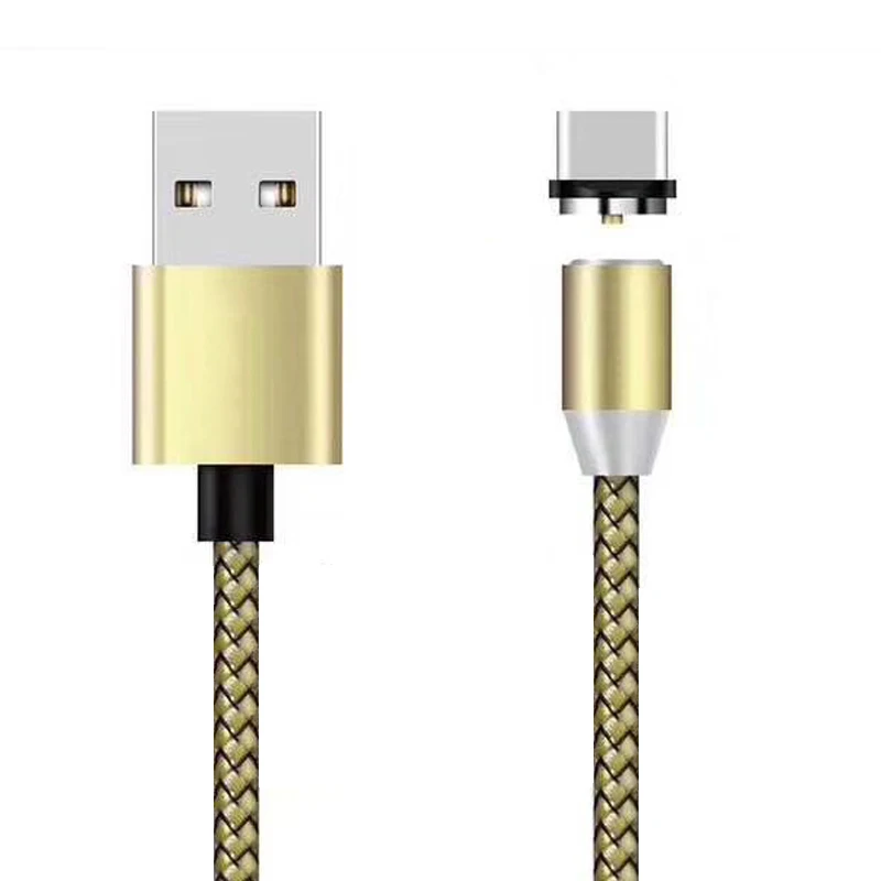 1 м Магнитный USB кабель для зарядки USB кабель Магнитный зарядный Micro USB кабель для мобильного телефона USB шнур - Цвет: Золотой