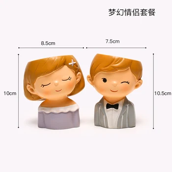 

Succulent plant flower pot cartoon couple succulent plant Mini creative flower pot personalized green plant flower pot