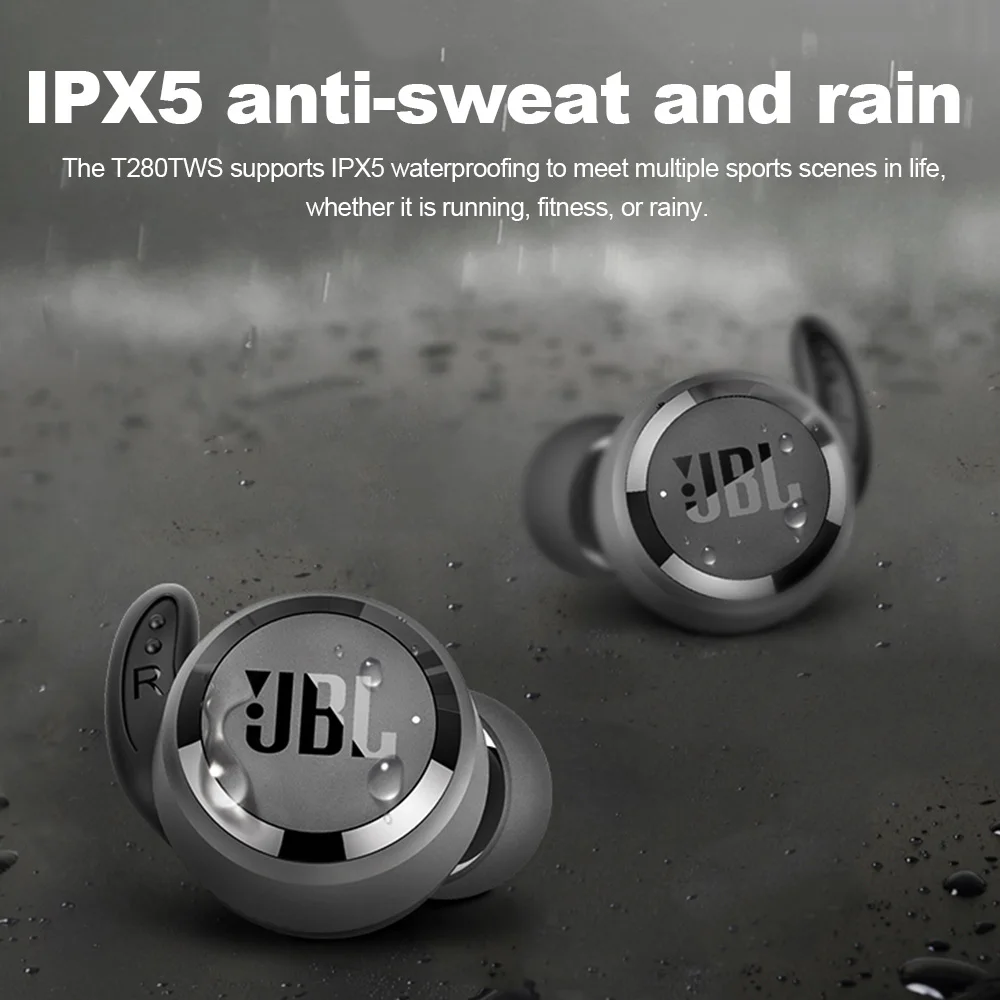 JBL T280 TWS Wireless Bluetooth Earphone Sports Earbuds Deep Bass Headphones Waterproof Headset with Mic Charging Case