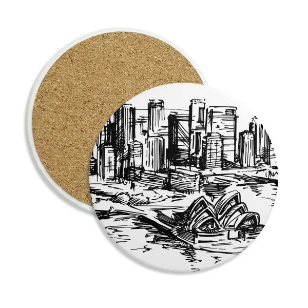 

Australia City Landmark Sydney Opera Sketch Stone Drink Ceramics Coasters for Mug Cup Gift 2pcs