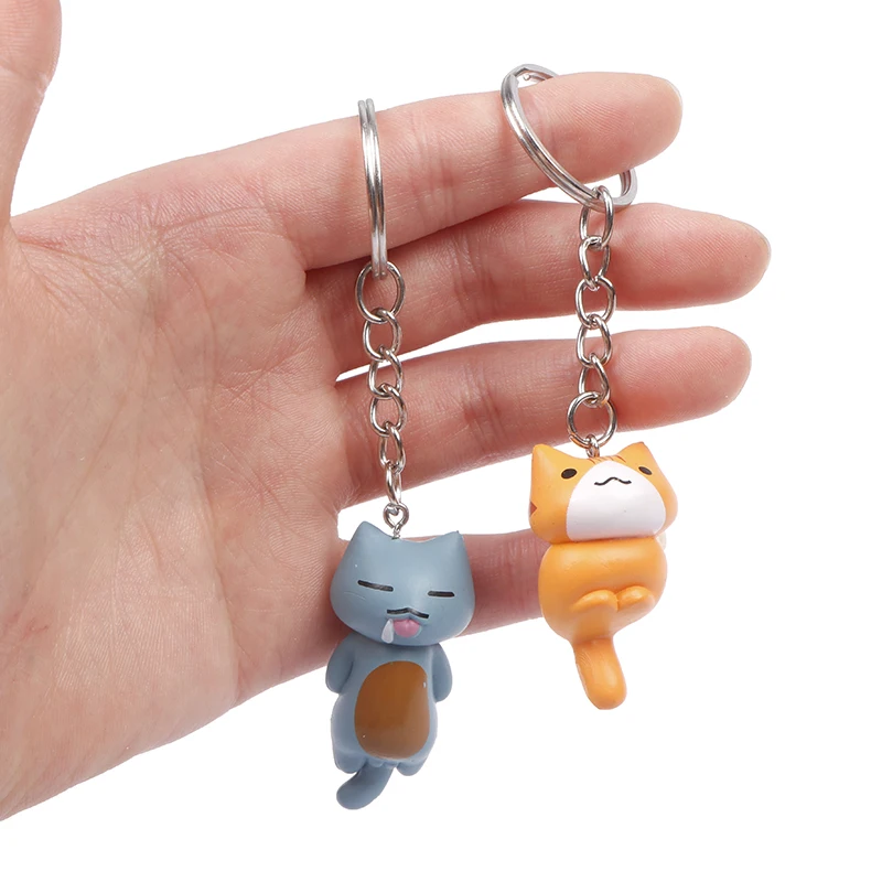 Mini Size Women Men Kitten Car Keychain Lovely Cartoon Lucky Cat Key Chain Fashion Keyring