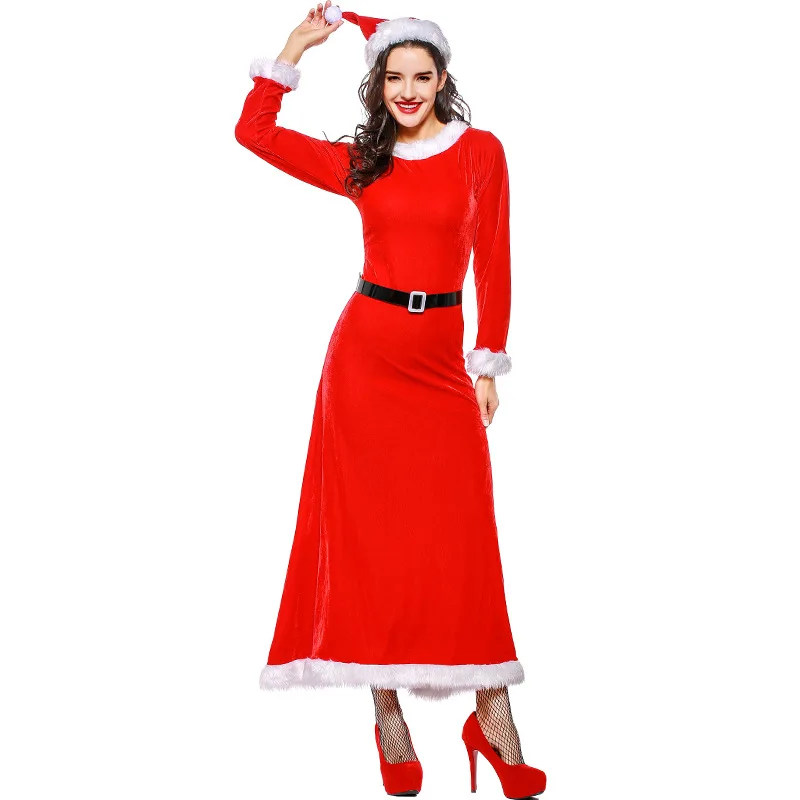 

2019 new Christmas Dress New Year's day main poem dress Hotel Welcome round collar temperament long dress etiquette Miss