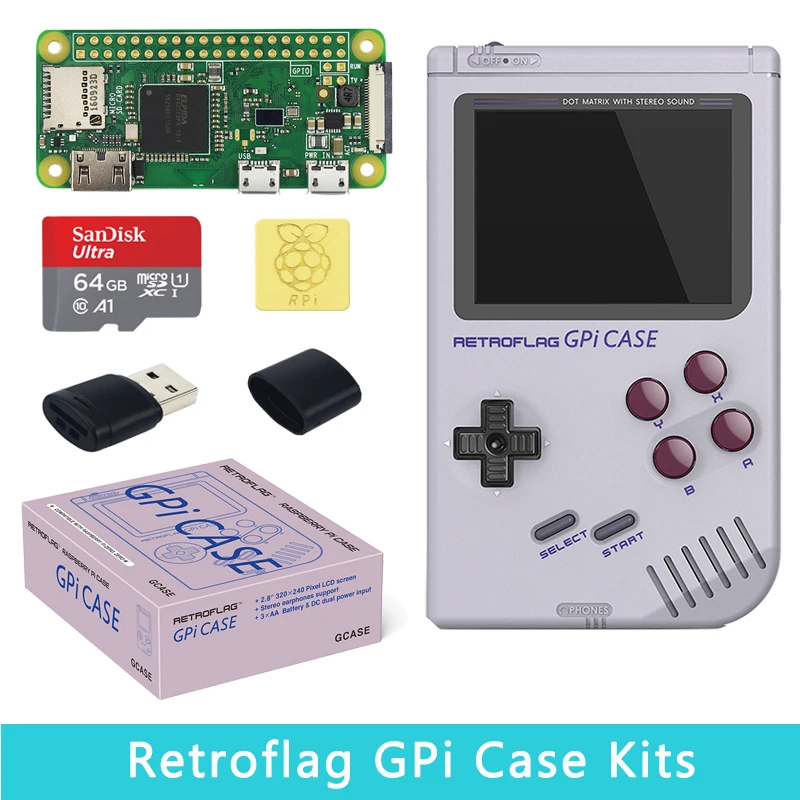 Оригинальный чехол Retroflag GPi игровой набор для Raspberry Pi Zero W 1 3 опционально 32 Гб 64 ГБ sd