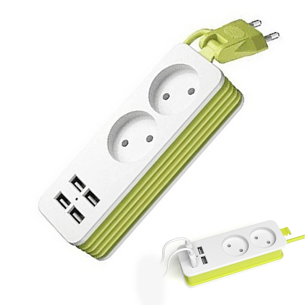 ЕС Plug power Strip 2 AC адаптер пробки 1200 Вт несколько Портативный 4 USB порт зарядное устройство гнездо 1,5 м для смартфонов планшеты