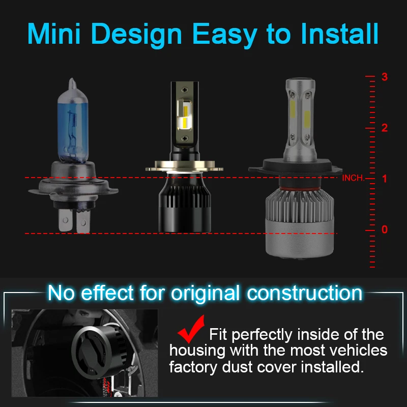 Roadsun светодиоды с чипом CSP H7 светодиодный H4 H1 автомобильные лампы для передних фар