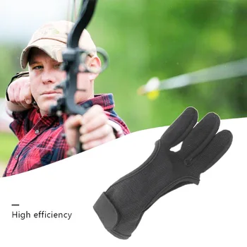 

3 Fingers Archery Gloves Knitted Leather Elastic Fiber Hand Protection Protective Gloves for Hunting Shooting