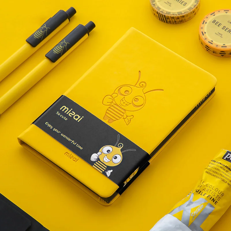 

A7 Planner 2020 Agenda Organizer Monthly Weekly Plan Annual Calendar PU Cover Notebook Kawaii Bee Journal School office supplies