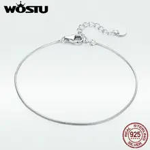 WOSTU Настоящее 925 пробы Серебряный Простой браслет Нежный Змеиный браслет для женщин Свадебная мода хорошее ювелирное изделие DXB153