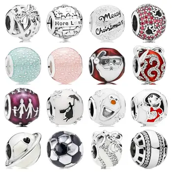 

PDB ZZ 37 Original Model Sterling Silver 925 Jewels Translucent Violet Enamel Decoration Silhouette Planet Charm Beads