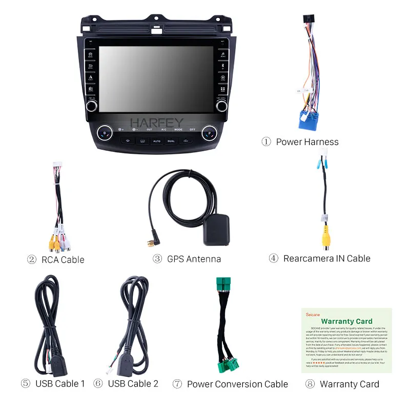 Автомагнитола Harfey с сенсорным экраном 10 1 дюйма Android 9 GPS Bluetooth HD для Honda Accord 7 2003