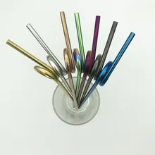 Новые креативные соломинки из нержавеющей стали 7 шт цветные металлические напитки кофе молоко чай соломинка круглая трубка питание напитки