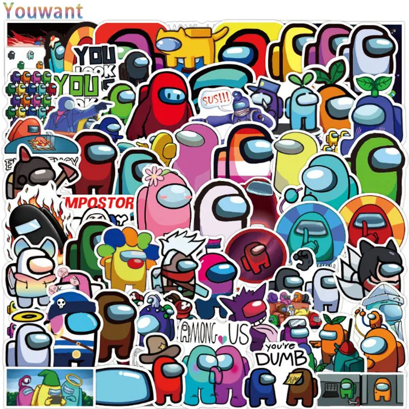 

New 50Pcs Cartoon Anime Among Us Kawaii Game Stickers For Refrigerator DIY Suitcase Laptop Car Skateboard Album Motorcycle Phone