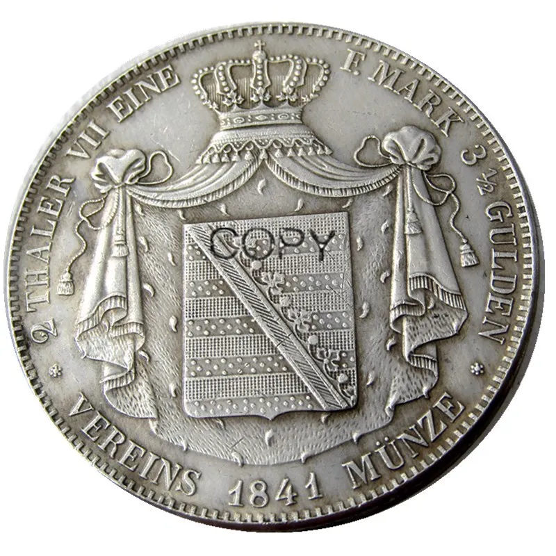 Германии. Саксе-алтенбург. Джозеф. 1841 F AR 2 Thaler Посеребренная копия монеты