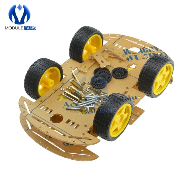 Smart Car Kit 4WD Smart Robot Car Chassis Kits with Speed Encoder and  Battery Box for arduino DIY Kit