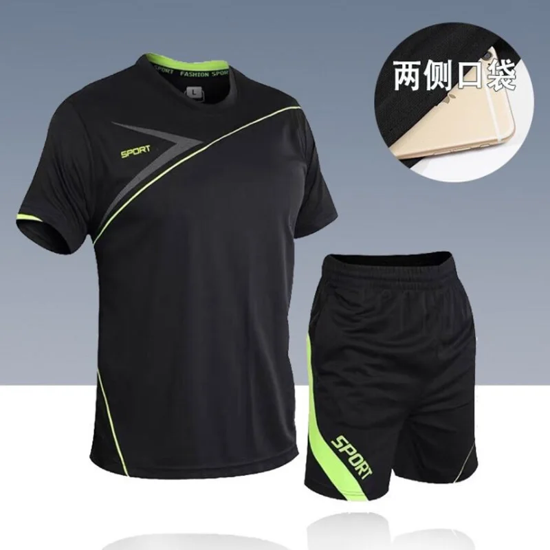 5XL Running T Shirt Sport GYM Tshirt Short Sleeve Football Basketball Tennis Shirt Quick Dry Fitness Sports Set Suits Sportswear free custom summer men s football suit shorts short sleeved round neck clothing football suit quick drying and breathable top