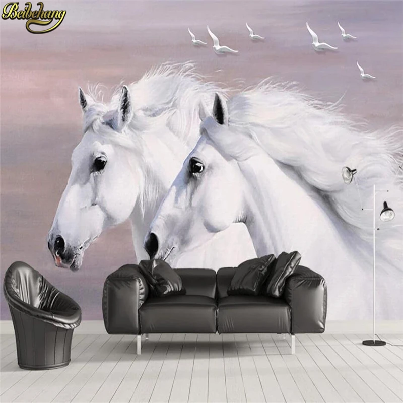 

beibehang custom Steed horse running mural wallpaper for living room TV backdrop photo 3D wallpaper vintage vinyl wall paper