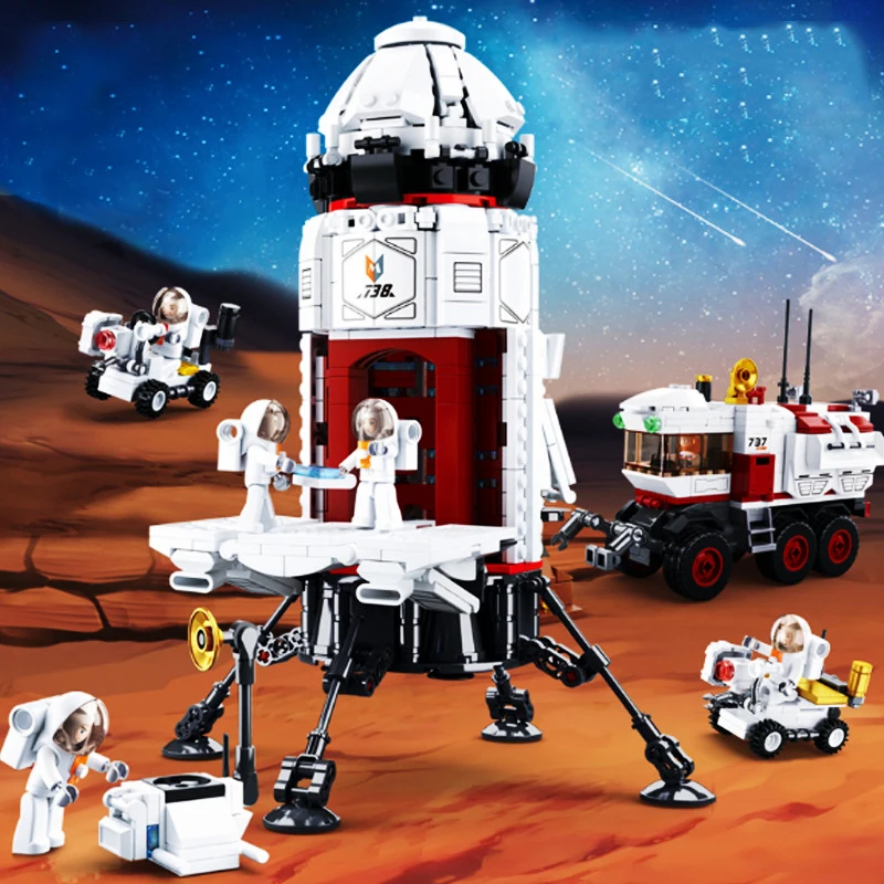 Cena Dla dzieci w przemyśle lotniczym serii klocki zabawki kompatybilny z Legoinglys przestrzeni miejskiej z dostępem do kanałów satelitarnych rakieta kosmiczna DIY figurki cegły