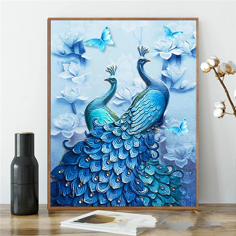 

New 5d DIY decorative diamond painting cross stitch blue peacock full diamond painting living room bedroom simple decoration