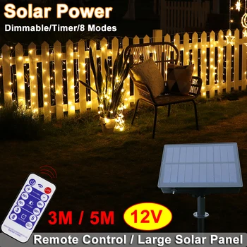 

3/5 M Solar Led String Fairy Light Strip Light Remote Control Dimmable 8 Modes Lamps House Garden Christmas Party Decor D30