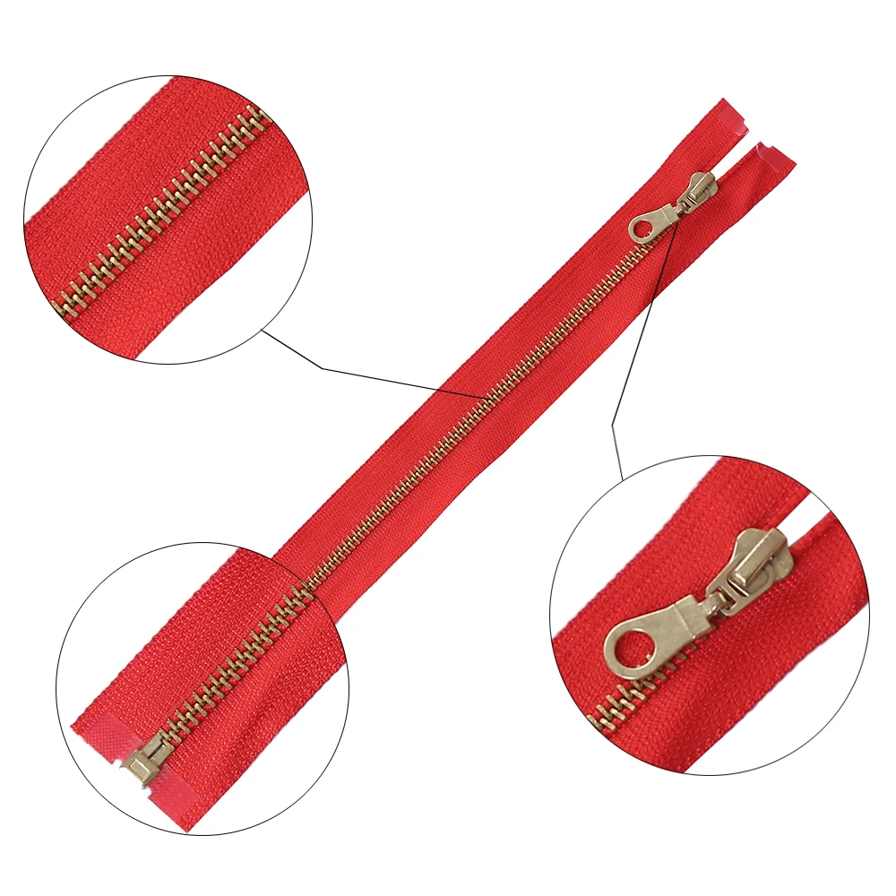 황동 금속 분리 오픈 테일 지퍼, 도넛 지퍼 포함, 재봉용 풀 지퍼, 5 (30-60cm), 2 개 세트