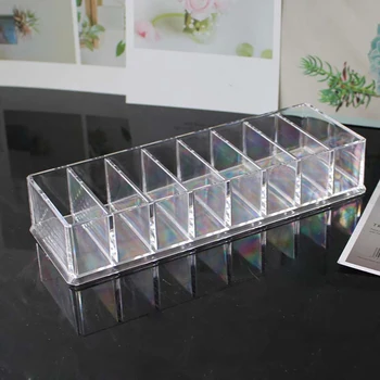 

Nail Polish Lotion Lipstick Storage Box 8 Grids Acrylic Makeup Puff Cotton Swab Jewelry Organizer Case