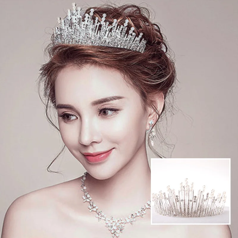 

Bride Pearl Crown 2019 New Style Glorious MORI Series xian mei Headwear And Hairpin Crown Women's Wedding Dress Icicle Crown