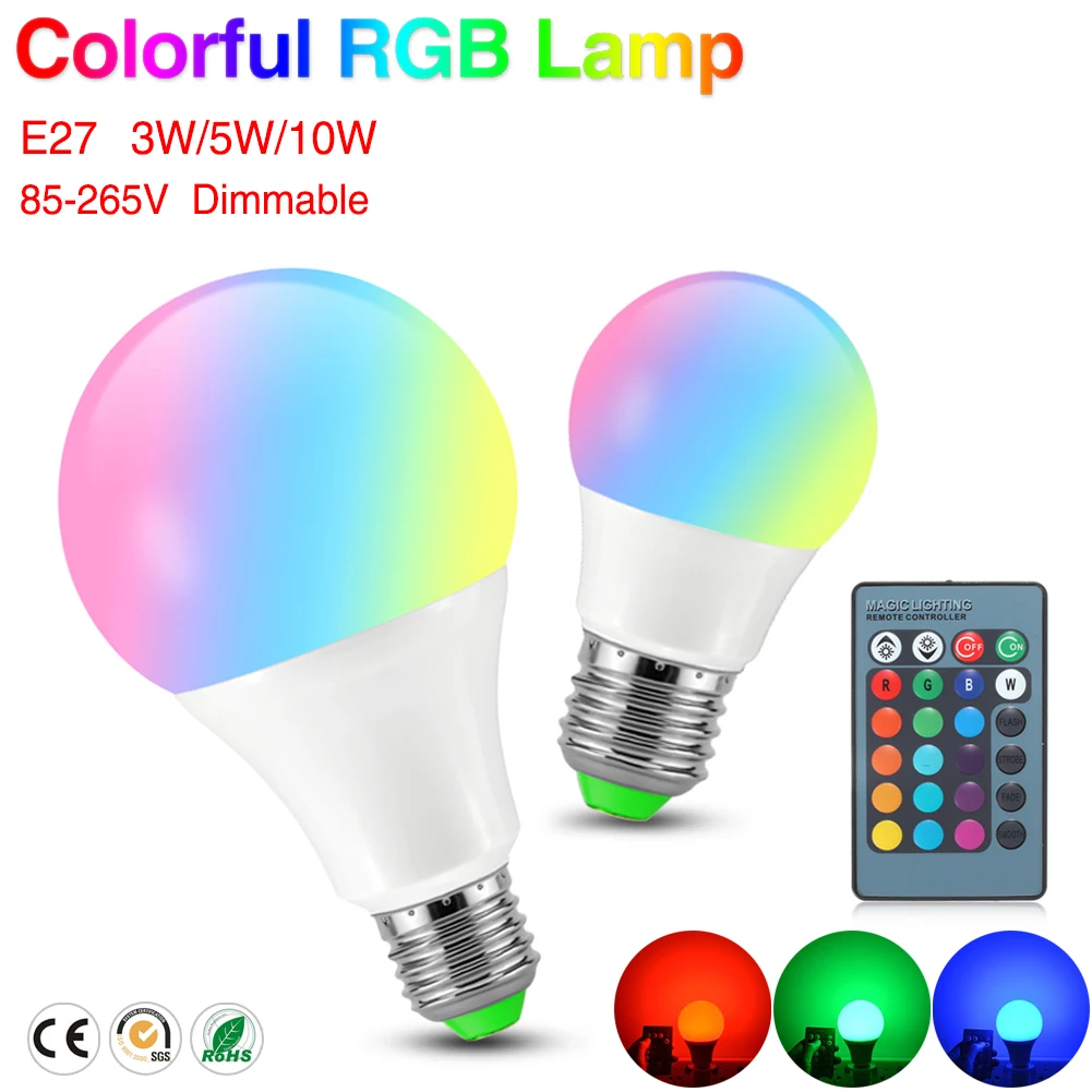 4/8 шт. E27 RGB светодиодный осветительные лампочки 3W 5W 10W лампада Сменные Красочные