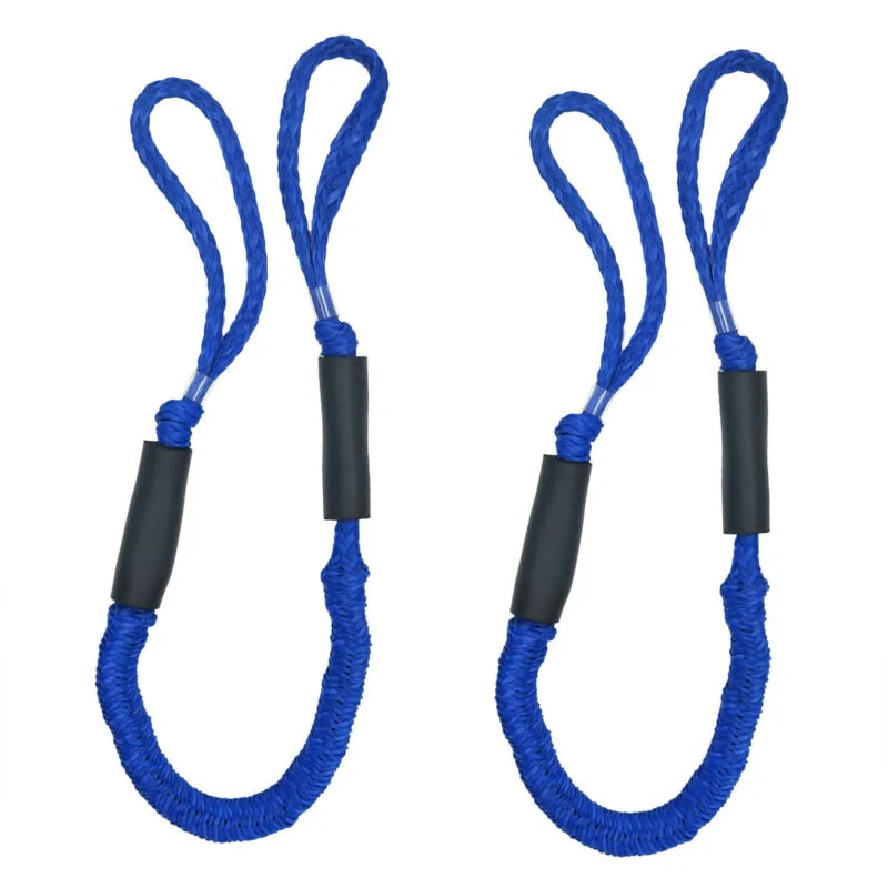 2 Pcs 3.5-5.5 Ft Bungee Dock Line Mooring Rope For Boat Blue High Quality