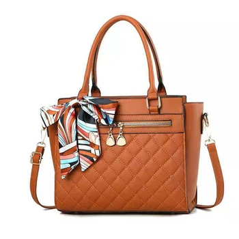 

Woman Shoulder Hand Bag Vintage Bags For Female Ladies Tote Silk Scarf Bow Lozenge 2020 Pu Leather Crossbody Luxury Designer bag