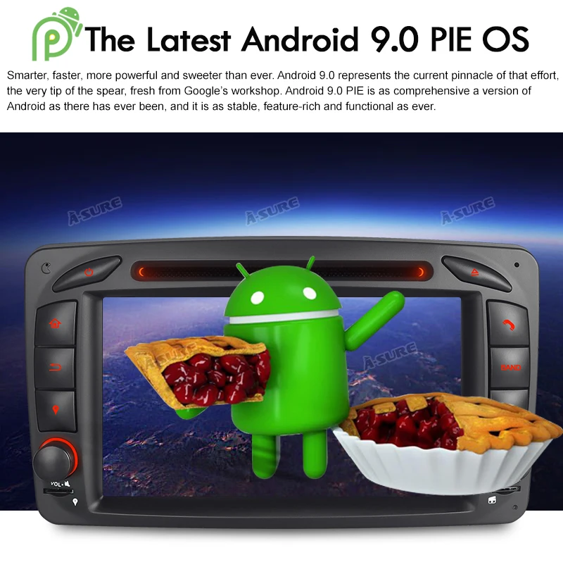 Best A-Sure 8 Core 32GB ROM Android 9.0 Radio GPS DVD Navi For Mercedes Benz C-class W203 CLK G500 Viano Vito Class G-Class W463 9