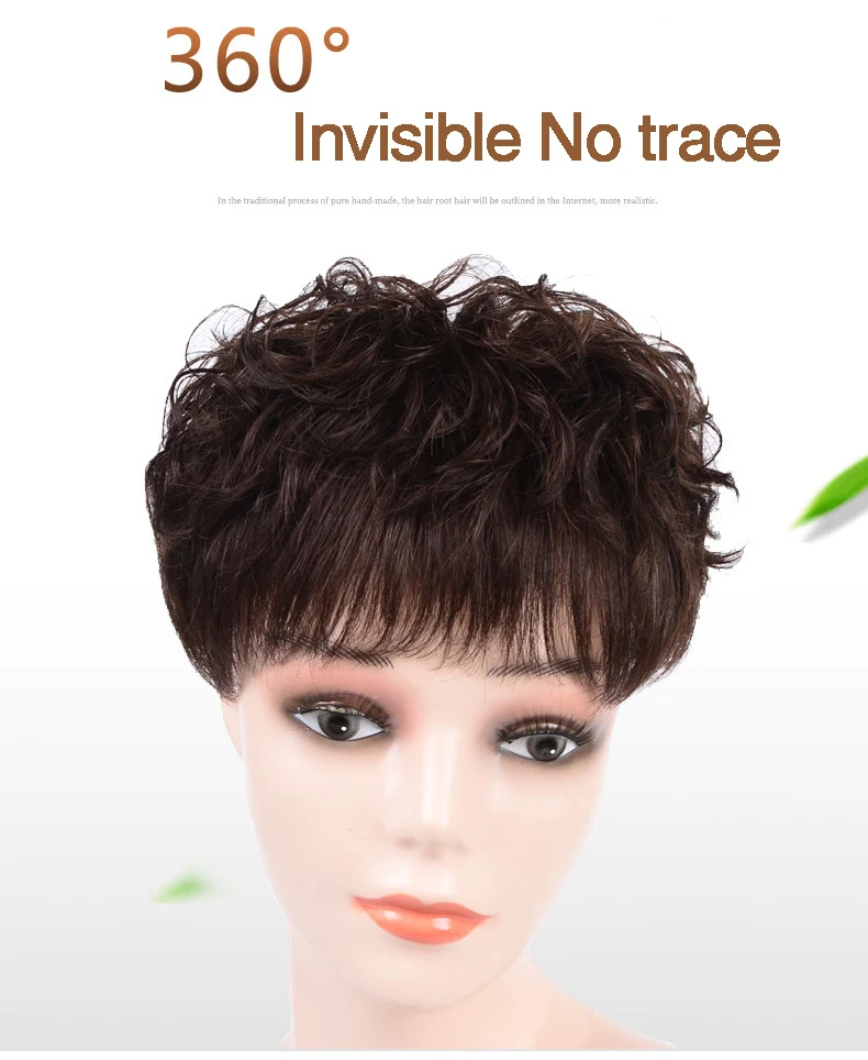 

Allaosify Hair Topper Pure Color Toupee Hairpieces for Women/Man Toupee with Bangs Synthetic Hand-made Hair Extensions Clip Ins